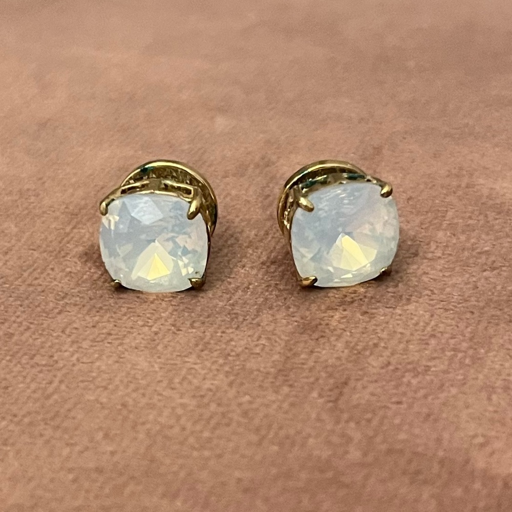 Tory Burch square stud stone sands goldtone earrings